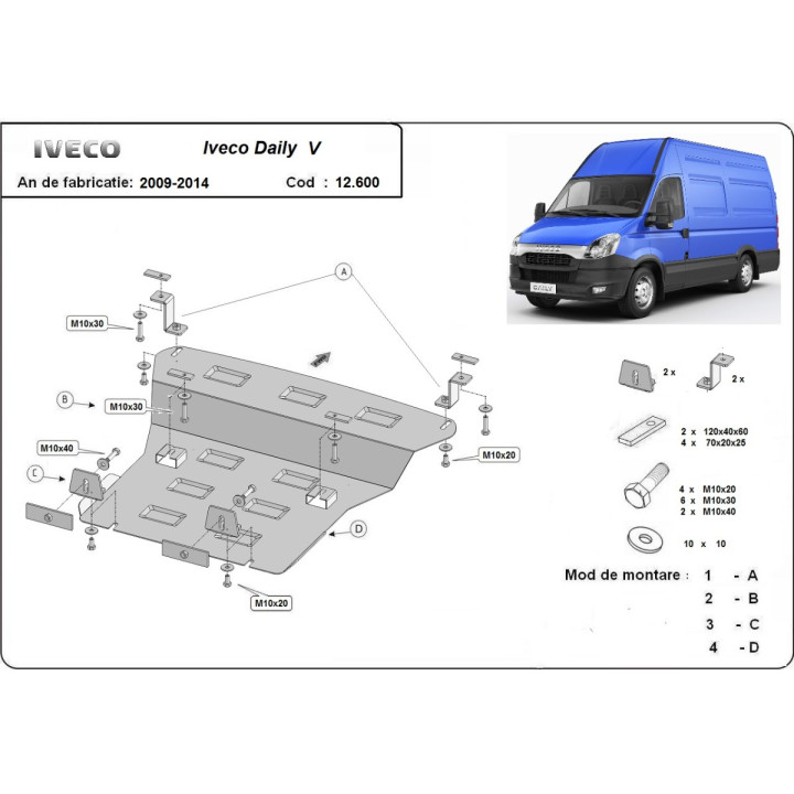 Skid Plate for Engine, Scut Protection 5, Iveco Daily 2009 - 2014 - EDK.ro