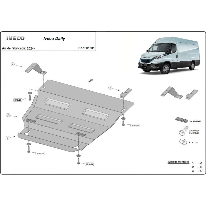 Skid Plate for Engine, Scut Protection 7, Iveco Daily 2024 - Present - EDK.ro