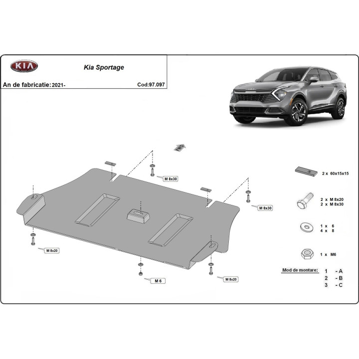 Scut Catalizator, Scut Protection, Kia Sportage 2021 - Prezent - EDK.ro