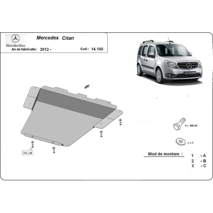 Scut Motor, Scut Protection, Mercedes-Benz Citan 2012 - 2021 - EDK.ro