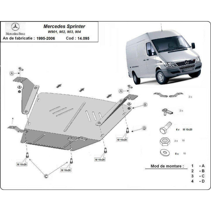 Scut Motor, Scut Protection, Mercedes-Benz Sprinter 1995 - 2006 - EDK.ro