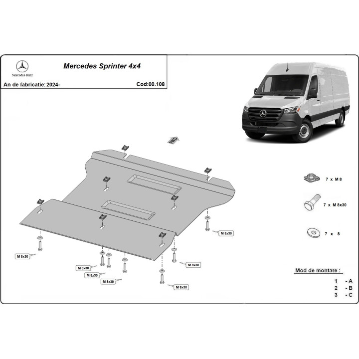 Scut Cutie de Viteze, Scut Protection 4x4, Mercedes-Benz Sprinter 2024 - Prezent - EDK.ro