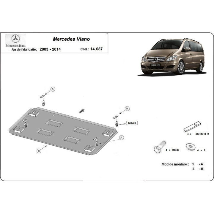 Scut Motor din Metalic, Scut Protection 2.2 D 4x2, Mercedes-Benz Viano 2003 - 2014 - EDK.ro