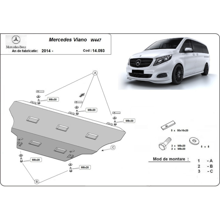 Scut Motor, Scut Protection 4x2 1.6 D, Mercedes-Benz Viano 2014 - Prezent - EDK.ro