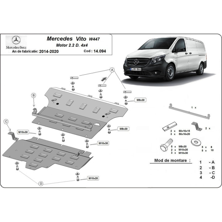 Scut Motor, Scut Protection 2.2 D 4x4, Mercedes-Benz Vito 2014 - 2020 - EDK.ro