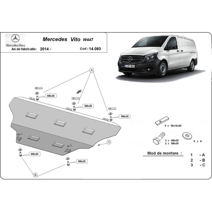 Scut Motor, Scut Protection 4x2 1.6 D, Mercedes-Benz Vito 2014 - Prezent - EDK.ro
