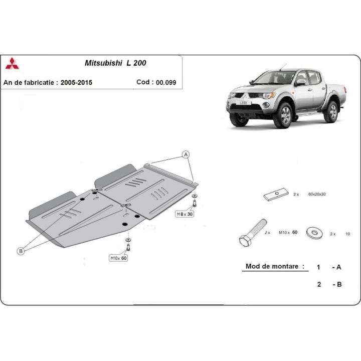 Scut Cutie de Viteze și Cutie de Transfer, Scut Protection, Mitsubishi L200 2005 - 2015 - EDK.ro