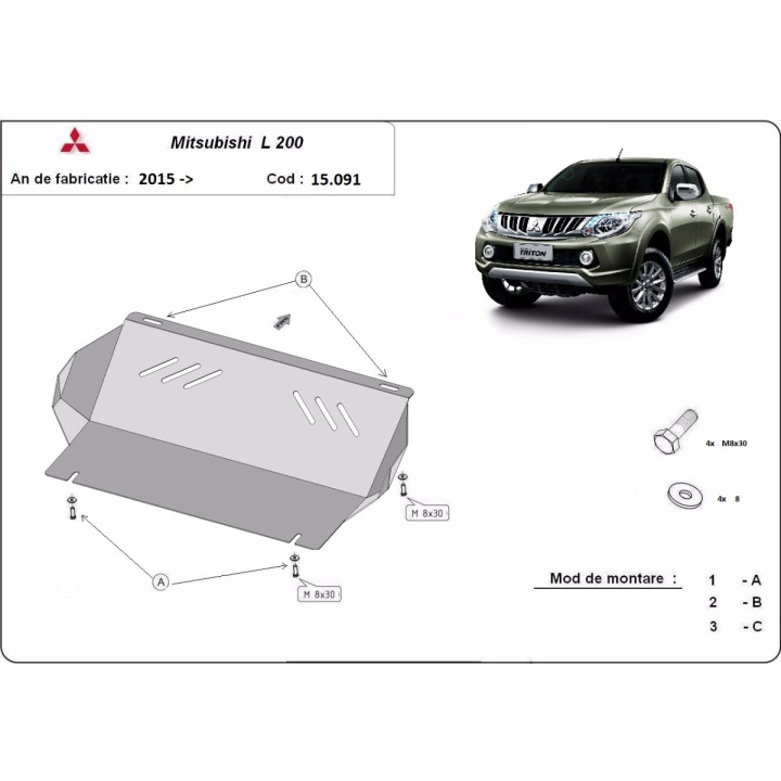 Scut Radiator, Scut Protection, Mitsubishi L200 2015 - Prezent - EDK.ro
