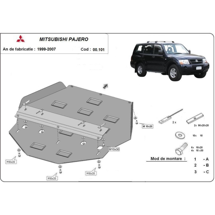 Scut Cutie de Viteze, Scut Protection 3 Vers. 2.0, Mitsubishi Pajero, Volvo V60 / V70 1999 - 2007 - EDK.ro