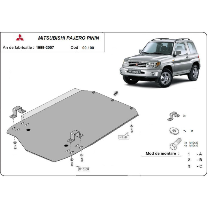 Scut Cutie de Viteze, Scut Protection, Mitsubishi Pajero Pinin 1997 - 2007 - EDK.ro