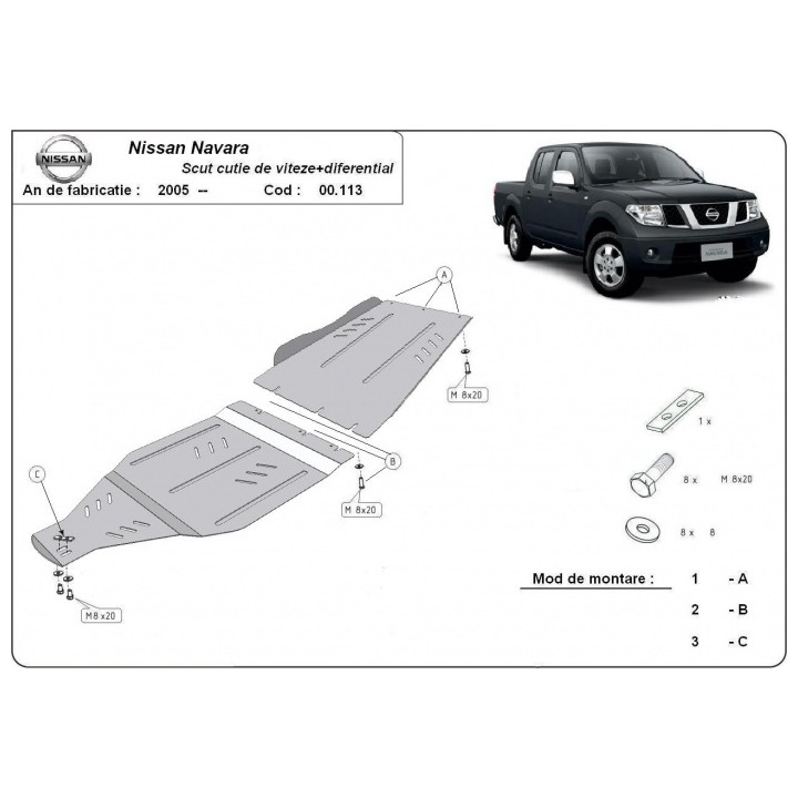 Scut Cutie de Viteze și Cutie de Transfer, Scut Protection, Nissan Navara 2005 - 2015 - EDK.ro