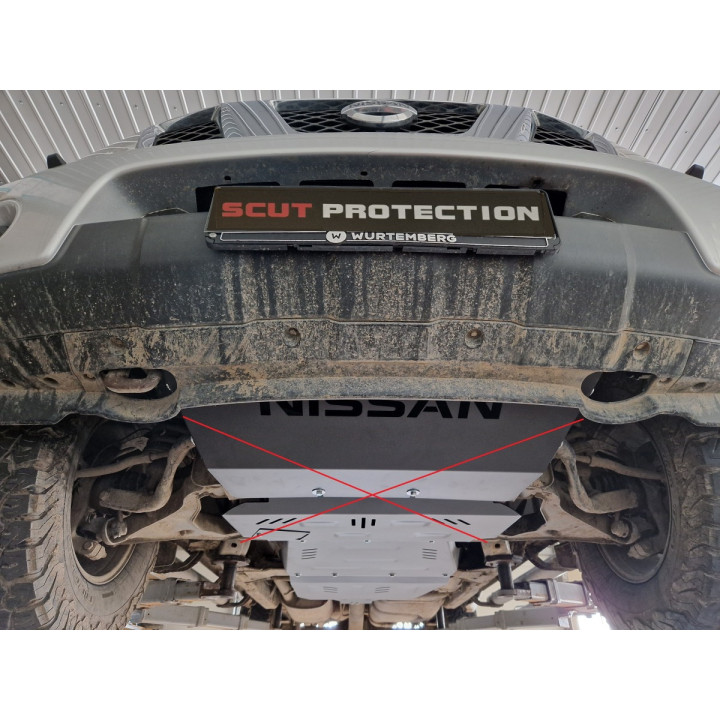 Skid Plate for Gearbox and Transfer Case, Scut Protection, Nissan Navara 2005 - 2015 - EDK.ro
