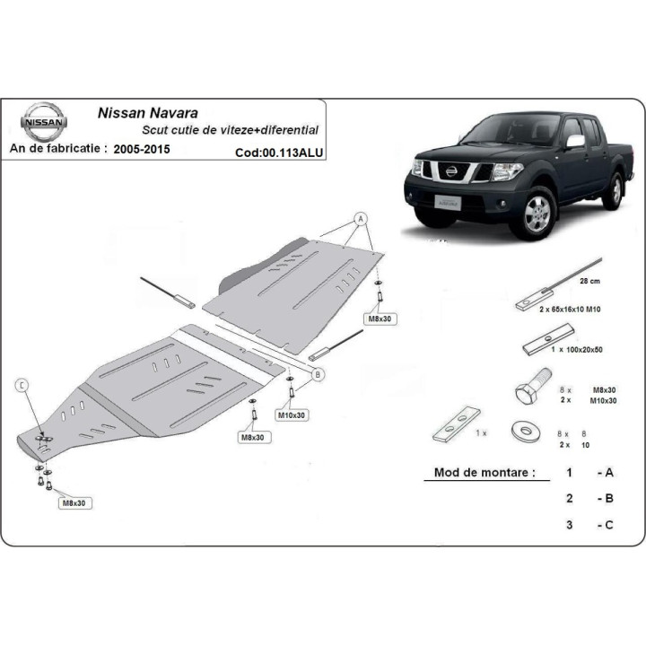 Scut Cutie de Viteze din Aluminiu, Scut Protection, Nissan Navara 2005 - 2015 - EDK.ro