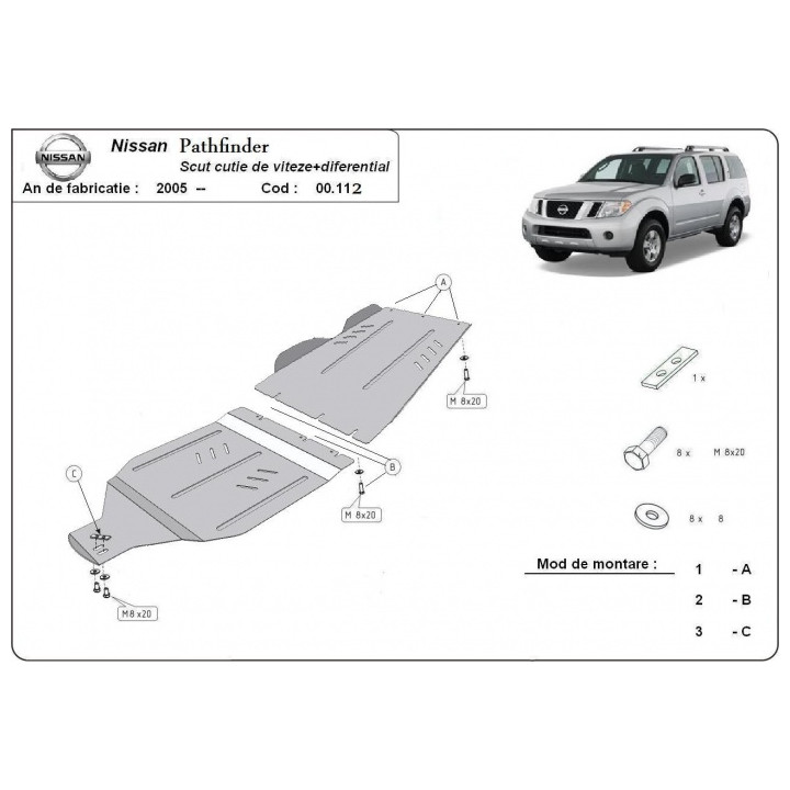 Scut Cutie de Viteze și Cutie de Transfer, Scut Protection, Nissan Pathfinder 2005 - 2015 - EDK.ro