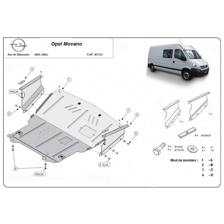 Scut Motor, Scut Protection, Opel Movano 1998 - 2010 - EDK.ro
