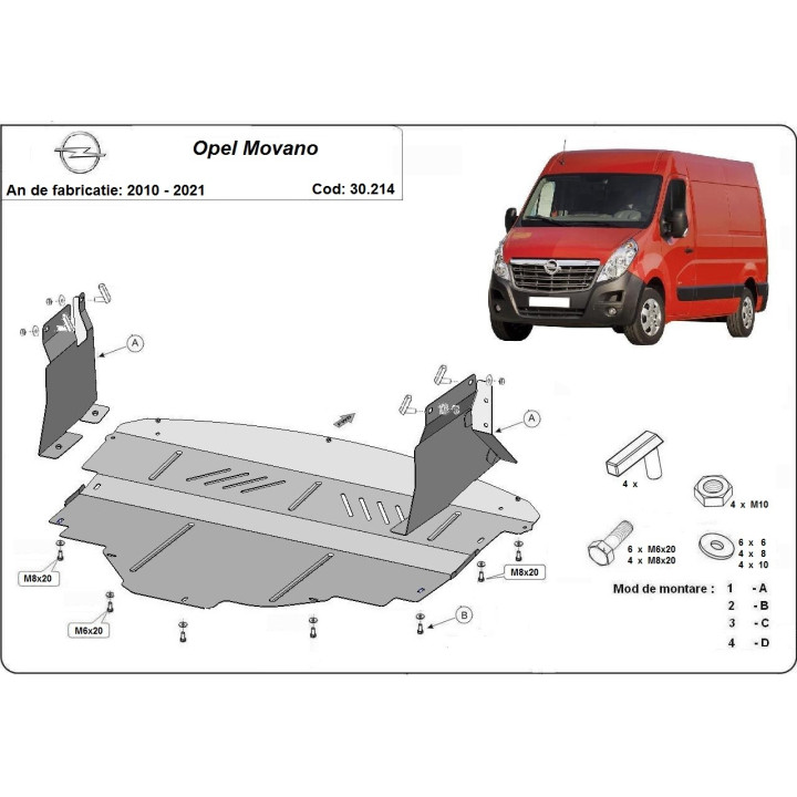 Skid Plate for Engine, Scut Protection, Opel Movano 2010 - 2020 - EDK.ro