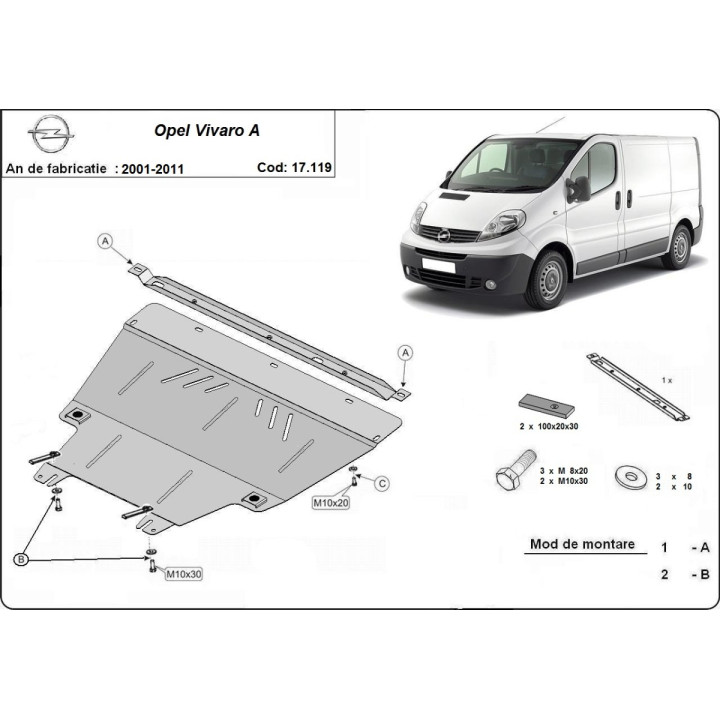 Scut Motor, Scut Protection, Opel Vivaro 2001 - 2014 - EDK.ro