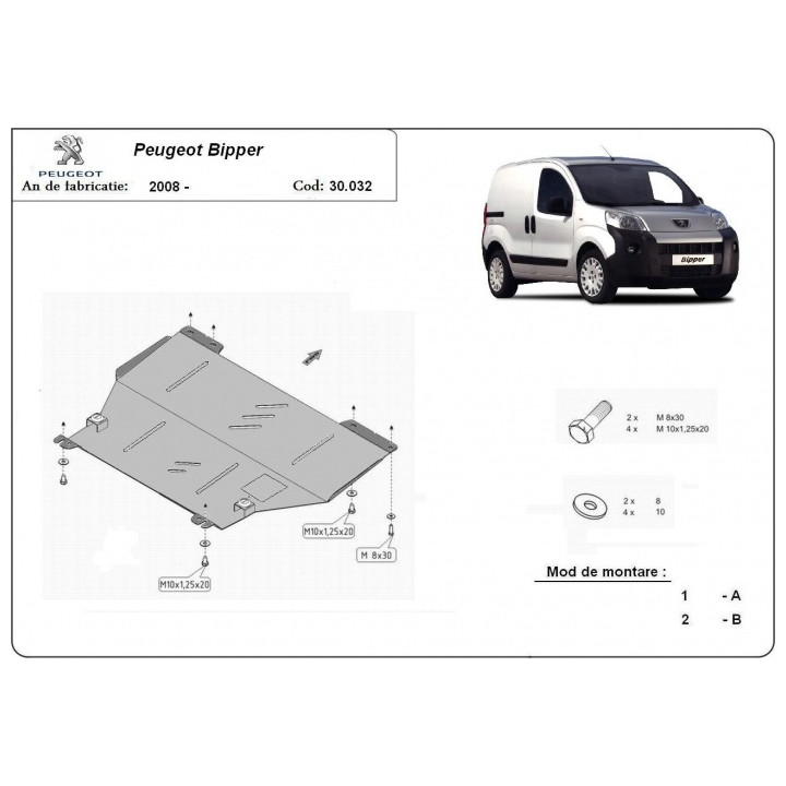 Scut Motor, Scut Protection, Peugeot Bipper 2007 - 2021 - EDK.ro