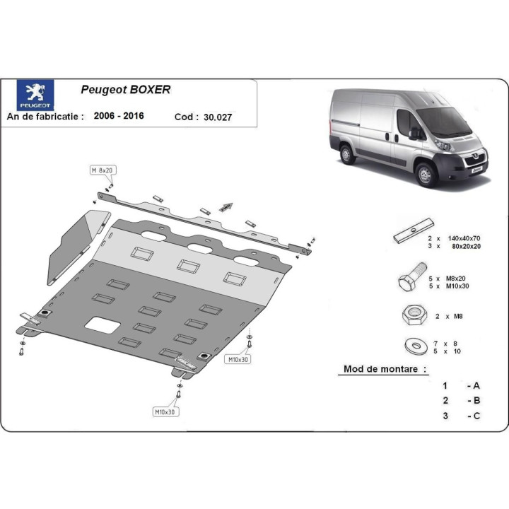 Skid Plate for Engine, Scut Protection, Peugeot Boxer 2006 - 2016 - EDK.ro