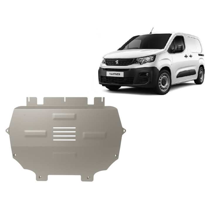 Aluminium Skid Plate for Engine, Scut Protection, Peugeot Partner 2018 - Present - EDK.ro