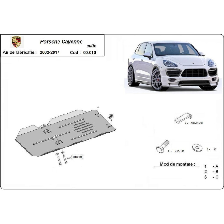 Skid Plate for Gearbox, Scut Protection Automatic, Porsche Cayenne 2006 - 2017 - EDK.ro