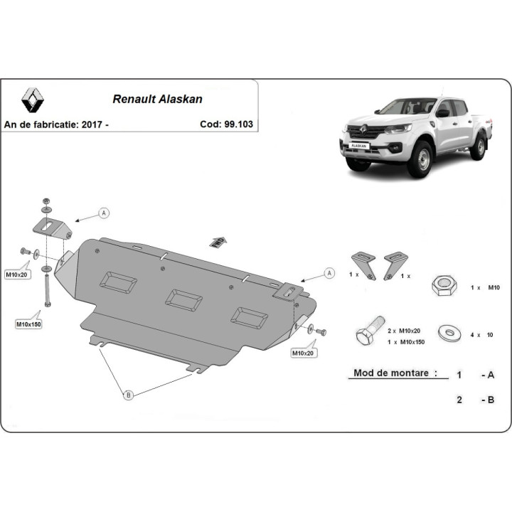 Scut Radiator, Scut Protection, Renault Alaskan 2017 - Prezent - EDK.ro