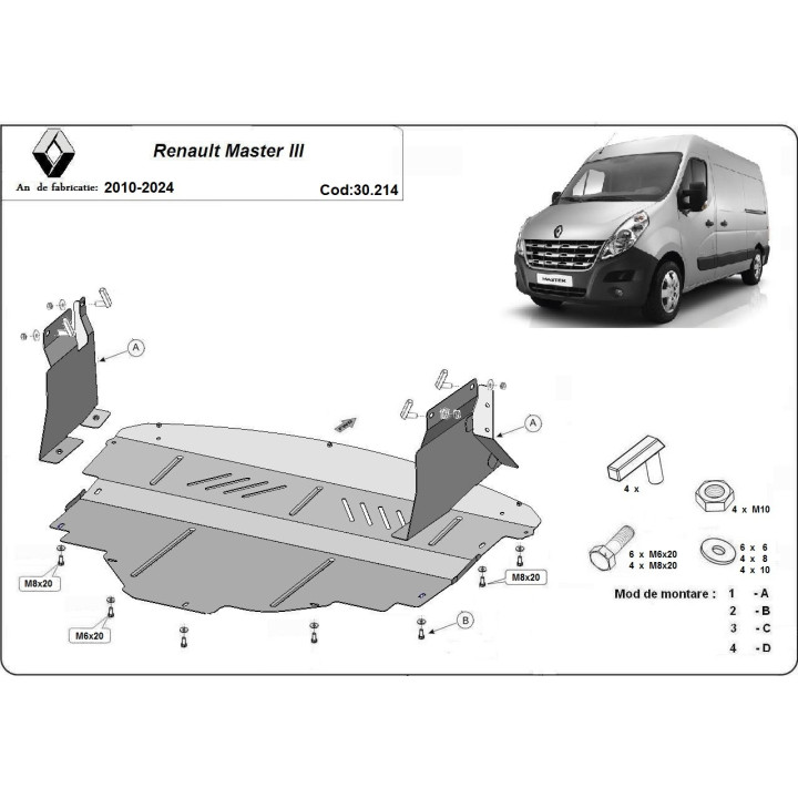 Scut Motor, Scut Protection 3, Renault Master 2010 - 2024 - EDK.ro