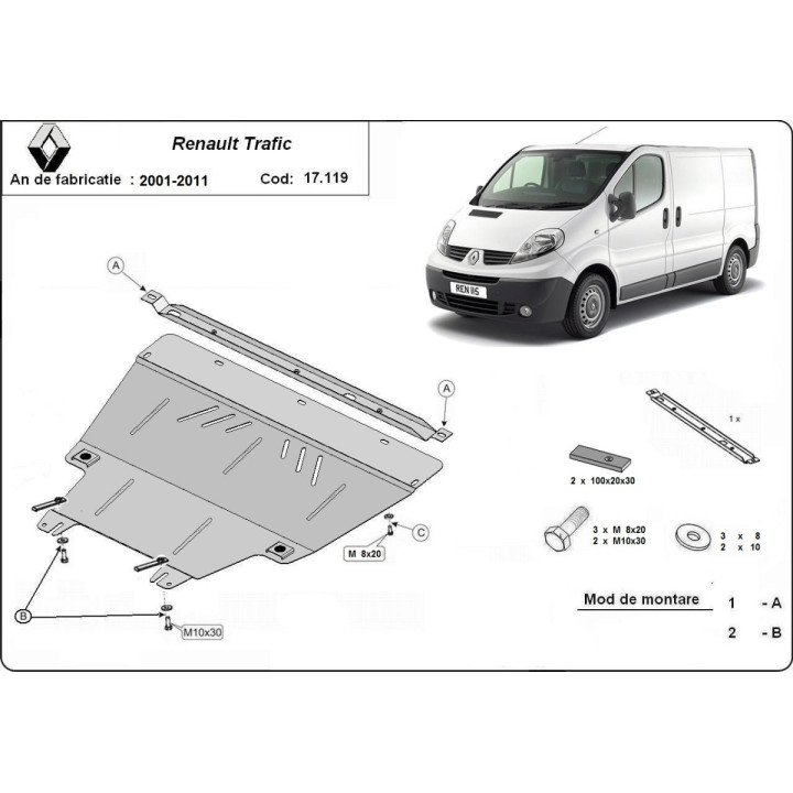 Scut Motor, Scut Protection, Renault Trafic 2003 - 2014 - EDK.ro