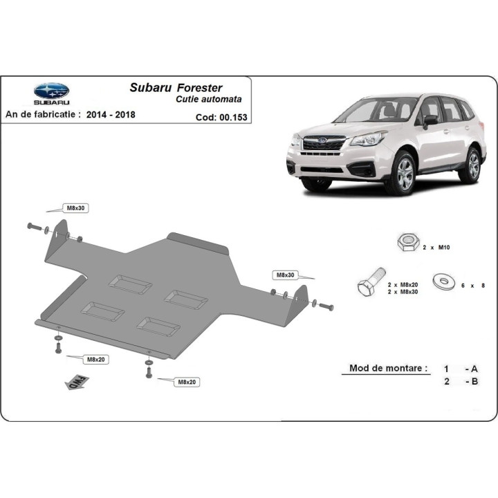 Skid Plate for Gearbox, Scut Protection, Subaru Forester 2014 - 2018 - EDK.ro