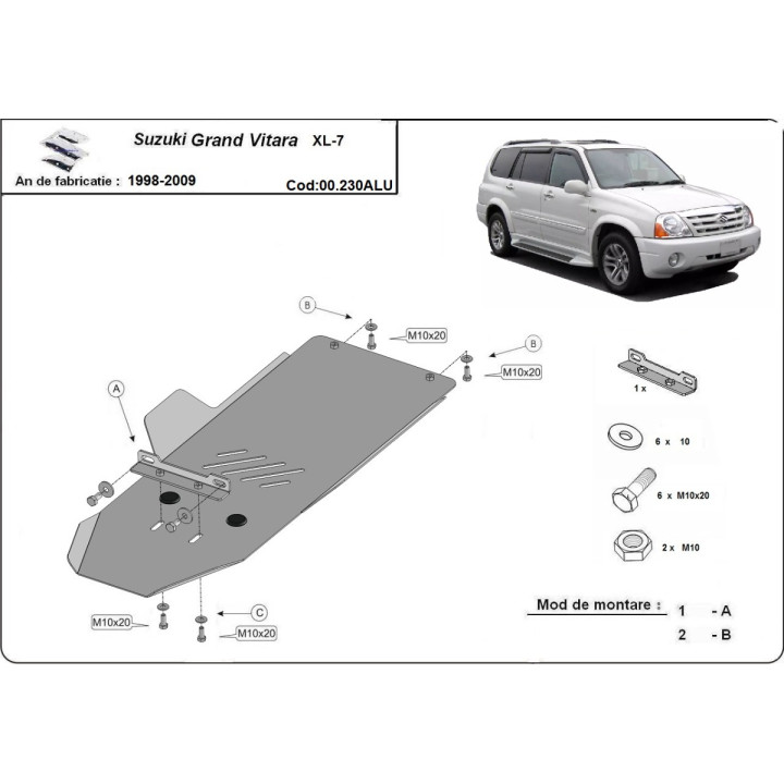 Scut Cutie de Viteze din Aluminiu, Scut Protection Xl7, Suzuki Grand Vitara 1998 - 2009 - EDK.ro
