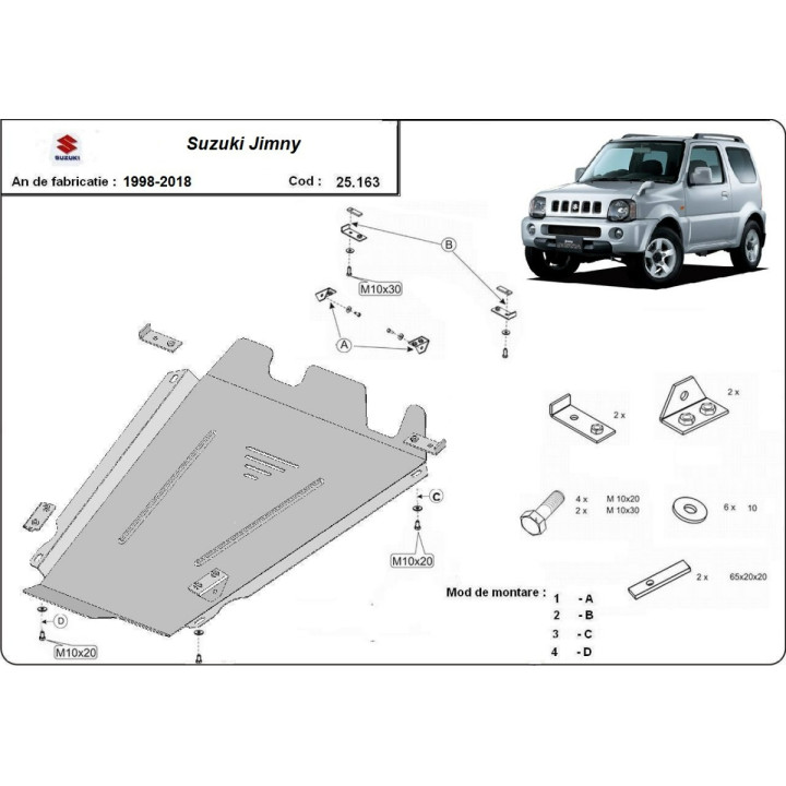 Skid Plate for Transfer Case, Scut Protection Case/reducer, Suzuki Jimny 1998 - 2018 - EDK.ro