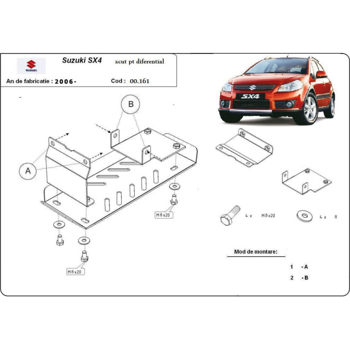 Skid Plate for Differential, Scut Protection Sx 4WD, Suzuki SX4 2006 - 2013 - EDK.ro