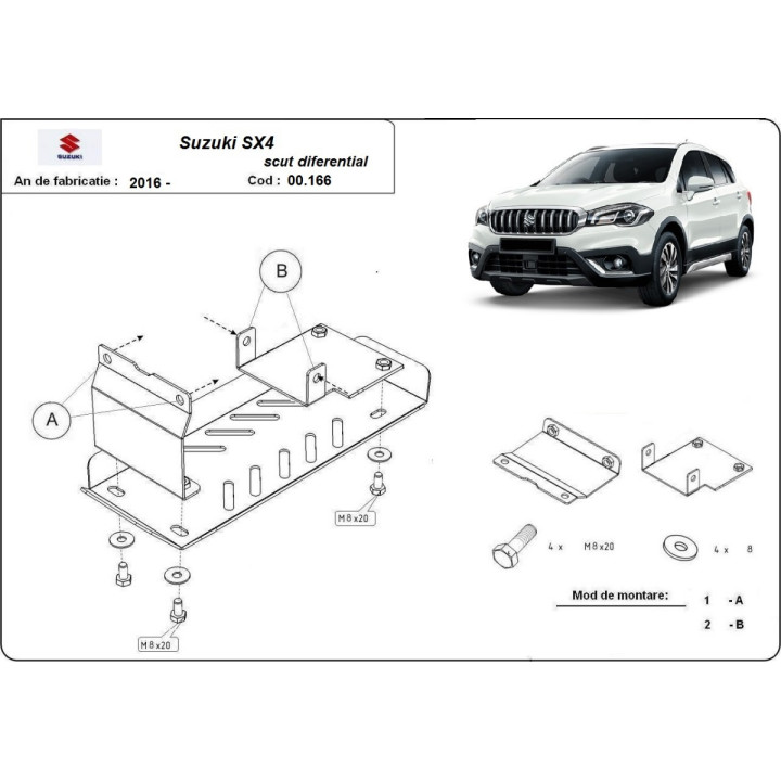 Skid Plate for Differential, Scut Protection Sx 4, Suzuki SX4 2013 - 2023 - EDK.ro