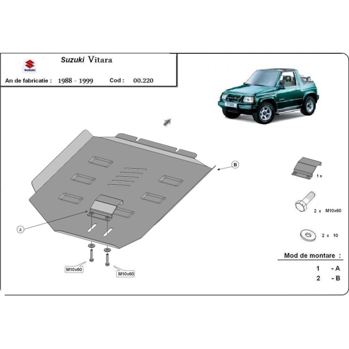 Scut Cutie de Viteze, Scut Protection, Suzuki Vitara 1988 - 1999 - EDK.ro