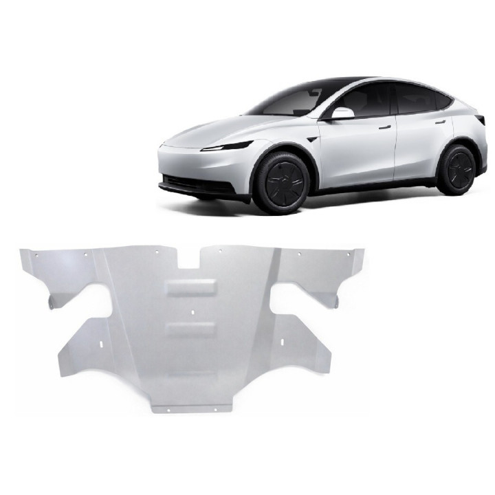 Aluminium Skid Plate for Engine, Scut Protection AWD Rear, Tesla Model Y 2024 - Present - EDK.ro