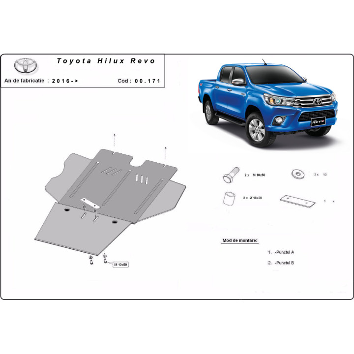 Scut Cutie de Viteze, Scut Protection Particulate Filter Revo, Toyota Hilux 2016 - Prezent - EDK.ro