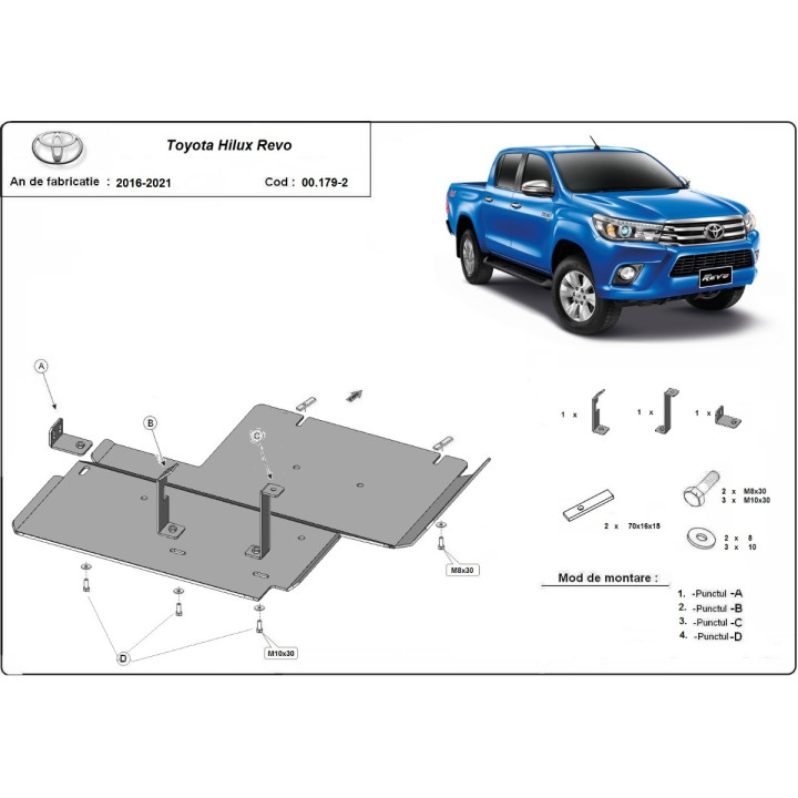 Aluminium Skid Plate, Scut Protection Revo, Toyota Hilux 2016 - Present - EDK.ro