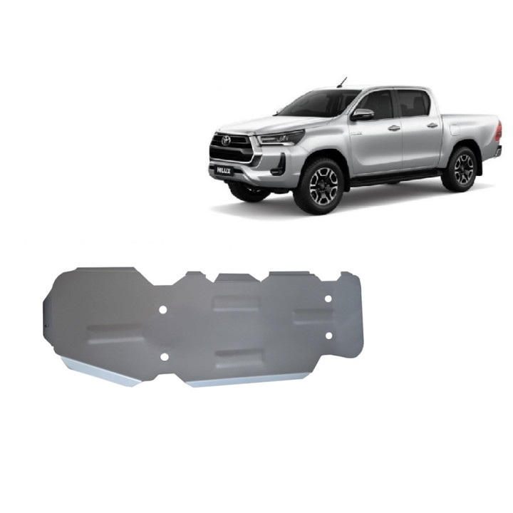 Aluminium Skid Plate for Fuel Tank, Scut Protection, Toyota Hilux Invincible 2021 - Present - EDK.ro