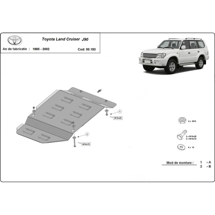 Scut Cutie de Viteze, Scut Protection J90, Toyota Land Cruiser 1995 - 2002 - EDK.ro