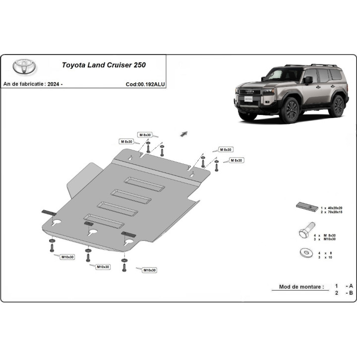 Scut Cutie de Viteze din Aluminiu, Scut Protection, Toyota Land Cruiser 250 2024 - Prezent - EDK.ro