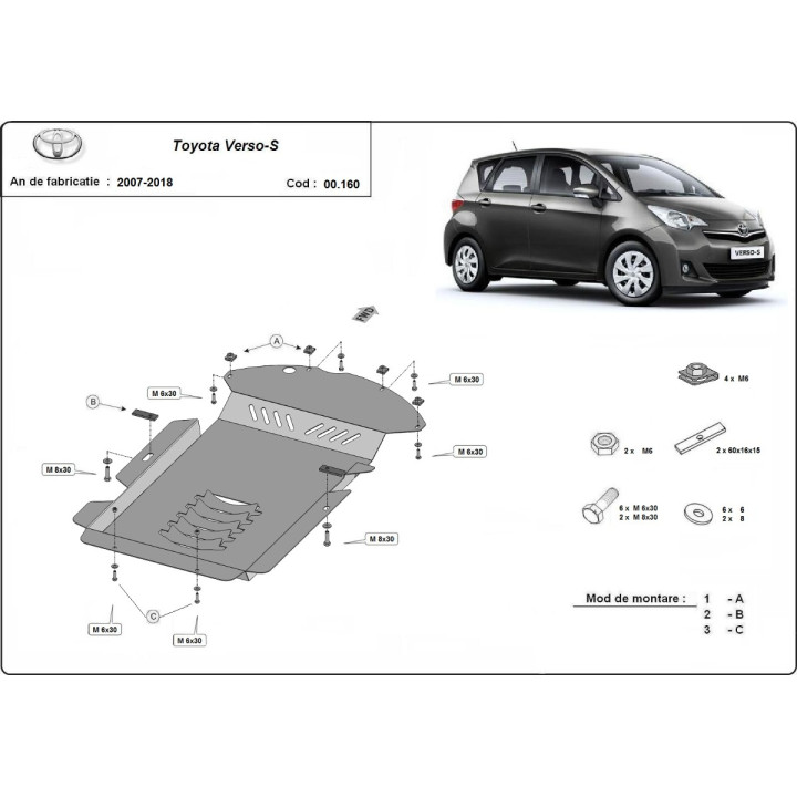 Skid Plate for Catalytic Converter, Scut Protection Anti Theft Verso S, Toyota ProAce Verso 2007 - 2018 - EDK.ro