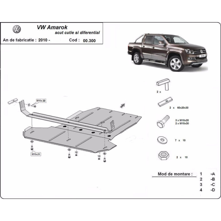 Scut Cutie de Viteze și Diferențial, Scut Protection, Volkswagen Amarok 2010 - 2022 - EDK.ro