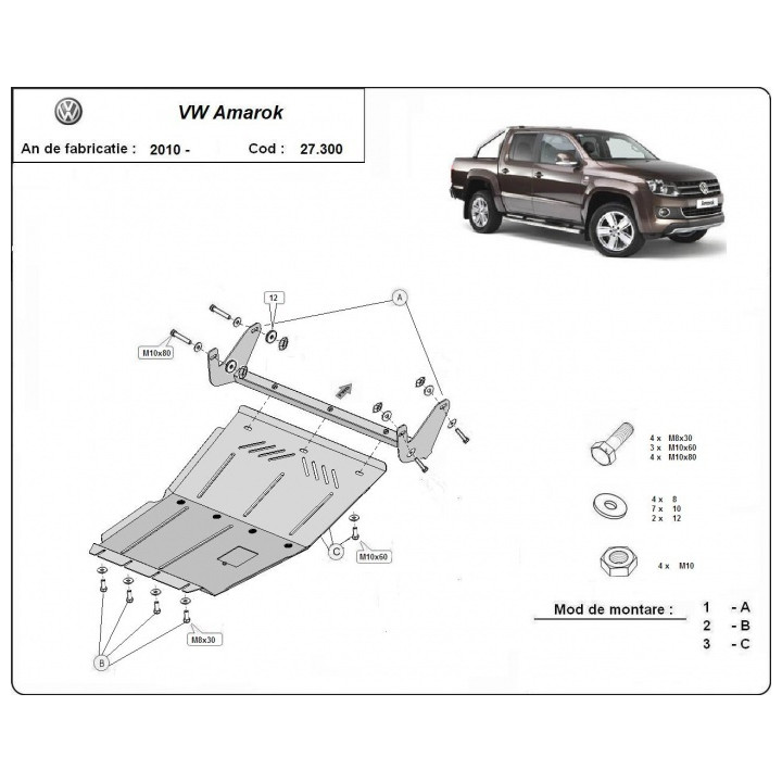 Scut Motor, Scut Protection, Volkswagen Amarok 2010 - 2022 - EDK.ro