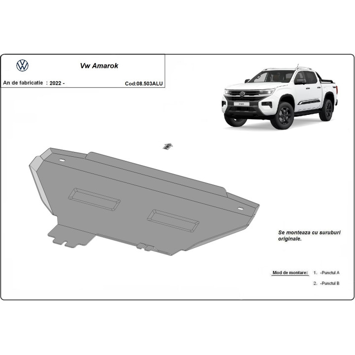 Aluminium Skid Plate for Radiator, Scut Protection, Volkswagen Amarok 2022 - Present - EDK.ro
