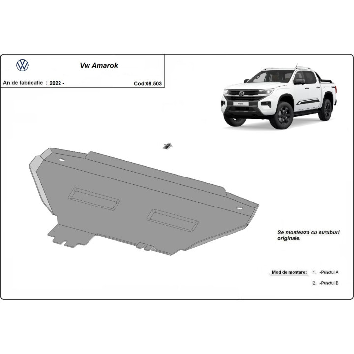 Skid Plate for Radiator, Scut Protection, Volkswagen Amarok 2022 - Present - EDK.ro