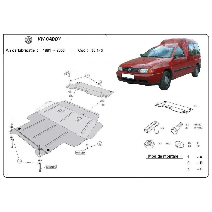 Scut Motor, Scut Protection, Volkswagen Caddy 1991 - 2003 - EDK.ro
