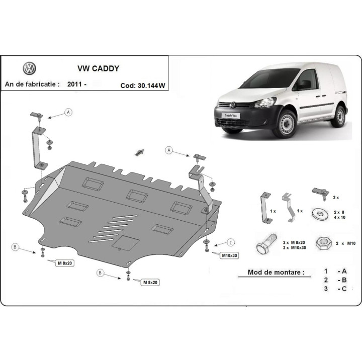 Scut Motor, Scut Protection cu Webasto, Volkswagen Caddy 2011 - 2020 - EDK.ro