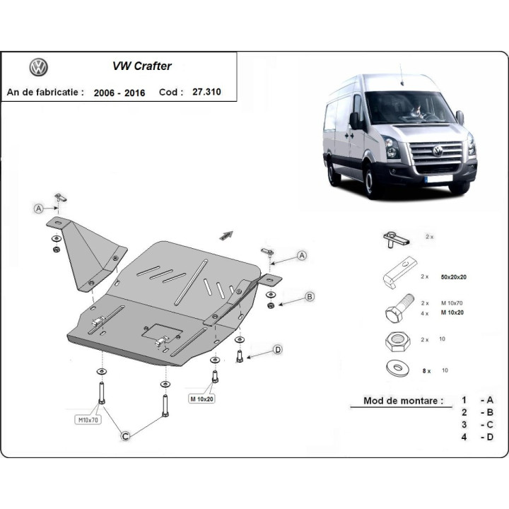 Scut Motor, Scut Protection, Volkswagen Crafter 2006 - 2016 - EDK.ro