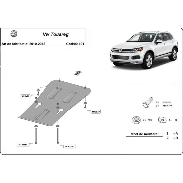 Skid Plate for Gearbox, Scut Protection, Volkswagen Touareg 2010 - 2018 - EDK.ro