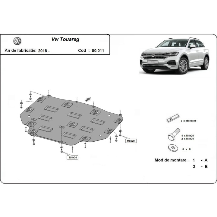 Skid Plate for Gearbox, Scut Protection, Volkswagen Touareg 2018 - Present - EDK.ro